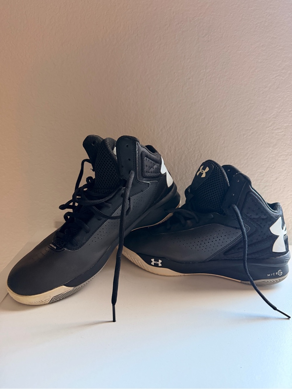 Under Armour Black and White Youth High-Top Basketball Sneakers